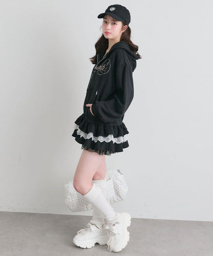 下襬荷葉邊 拉鍊設計 連帽外套