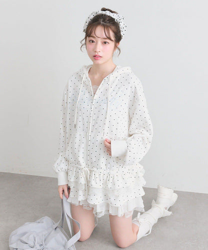 下襬荷葉邊 拉鍊設計 連帽外套