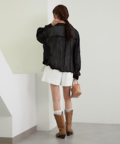 透視風衣短外套