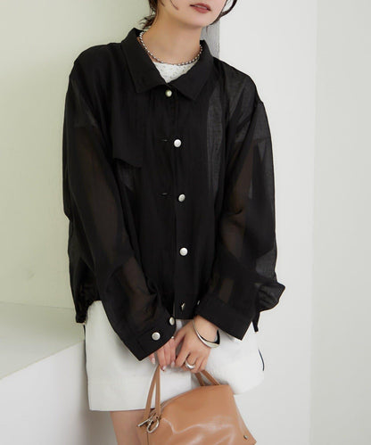 透視風衣短外套