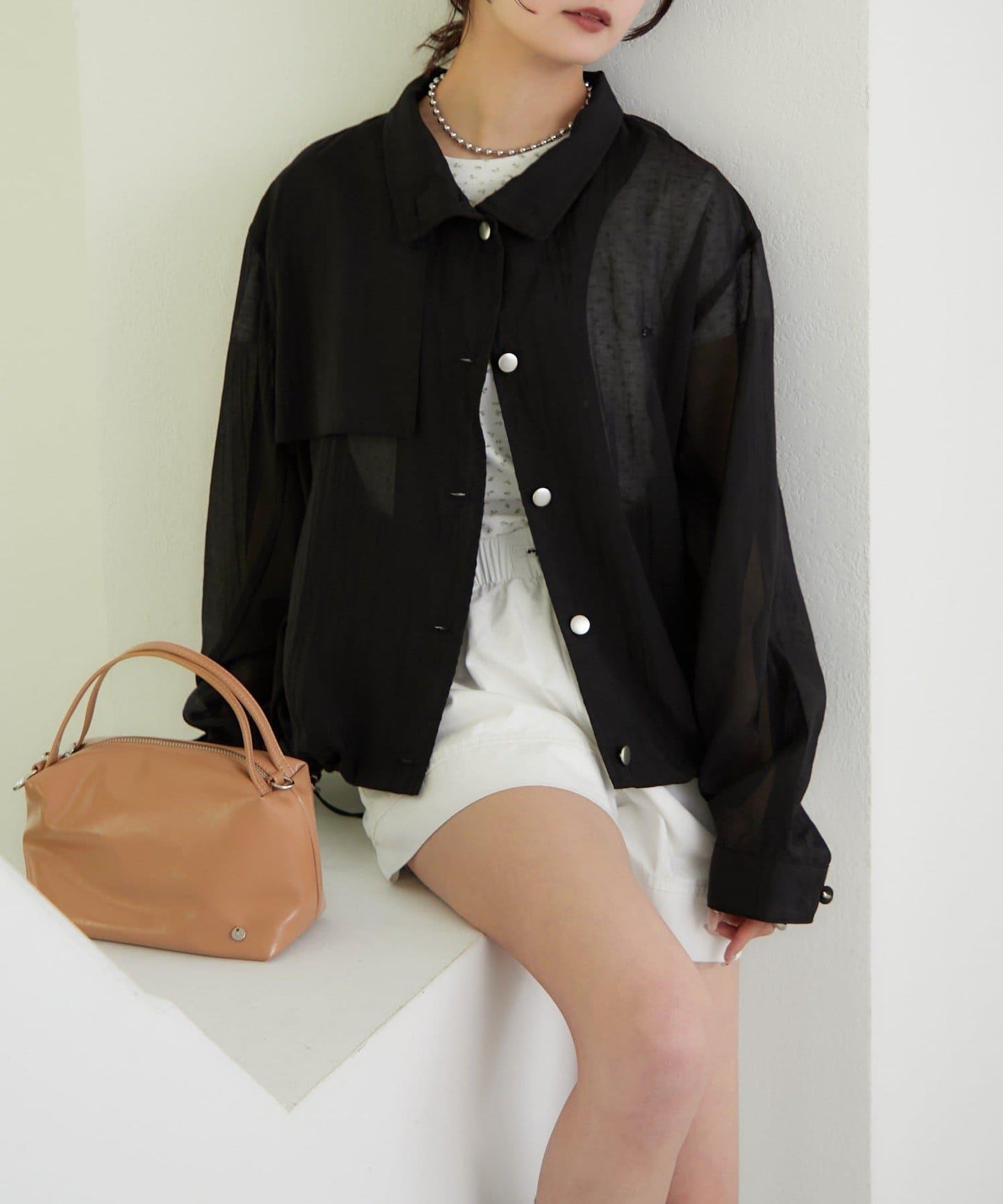 透視風衣短外套