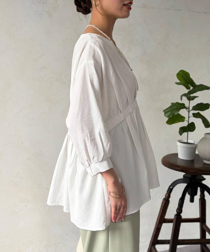 褶襉荷葉擺設計 長款上衣