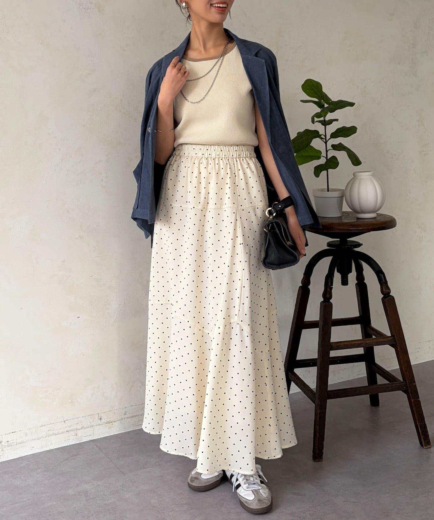 拼色法式袖針織上衣