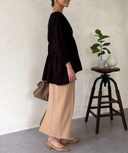 褶襉荷葉擺設計 長款上衣