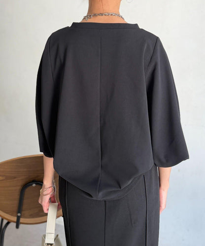 梨地面料闊袖套頭上衣