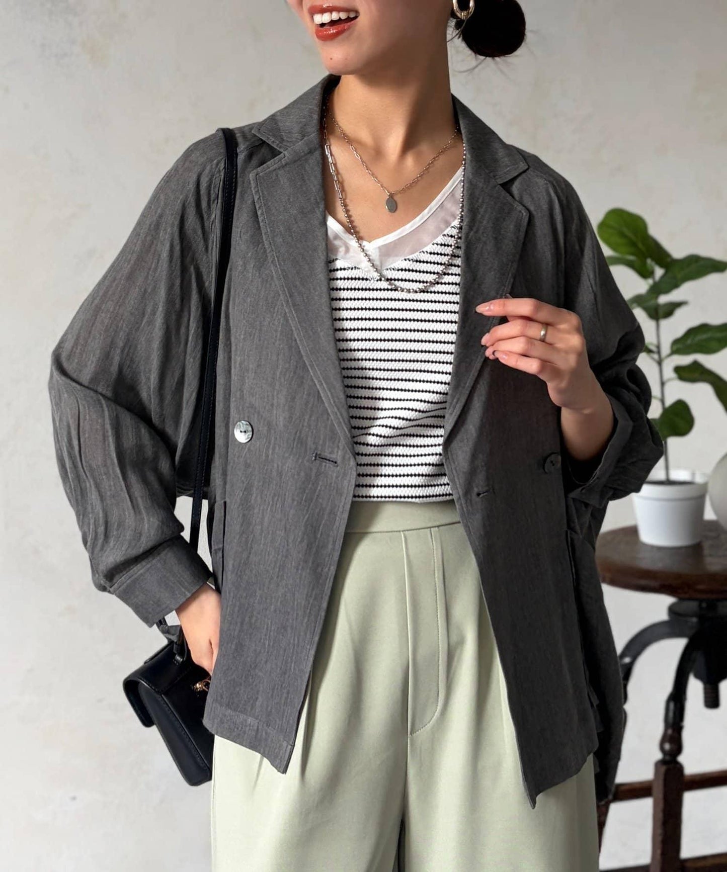 透視牛仔西裝外套