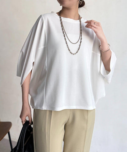 梨地面料闊袖套頭上衣