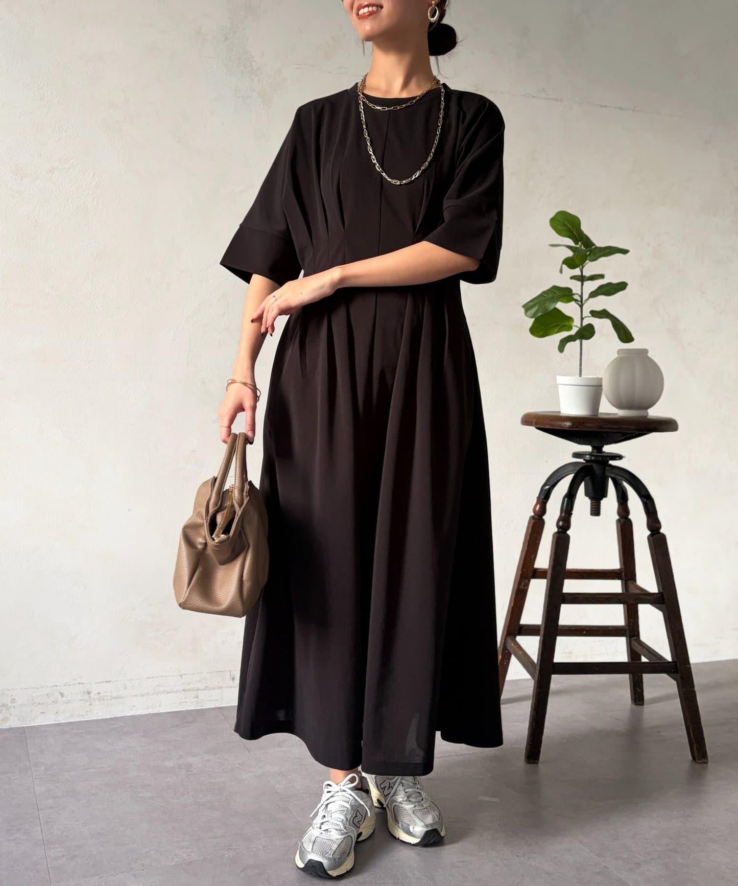 褶皺設計 連衣裙