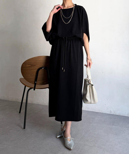 梨地面料闊袖套頭上衣