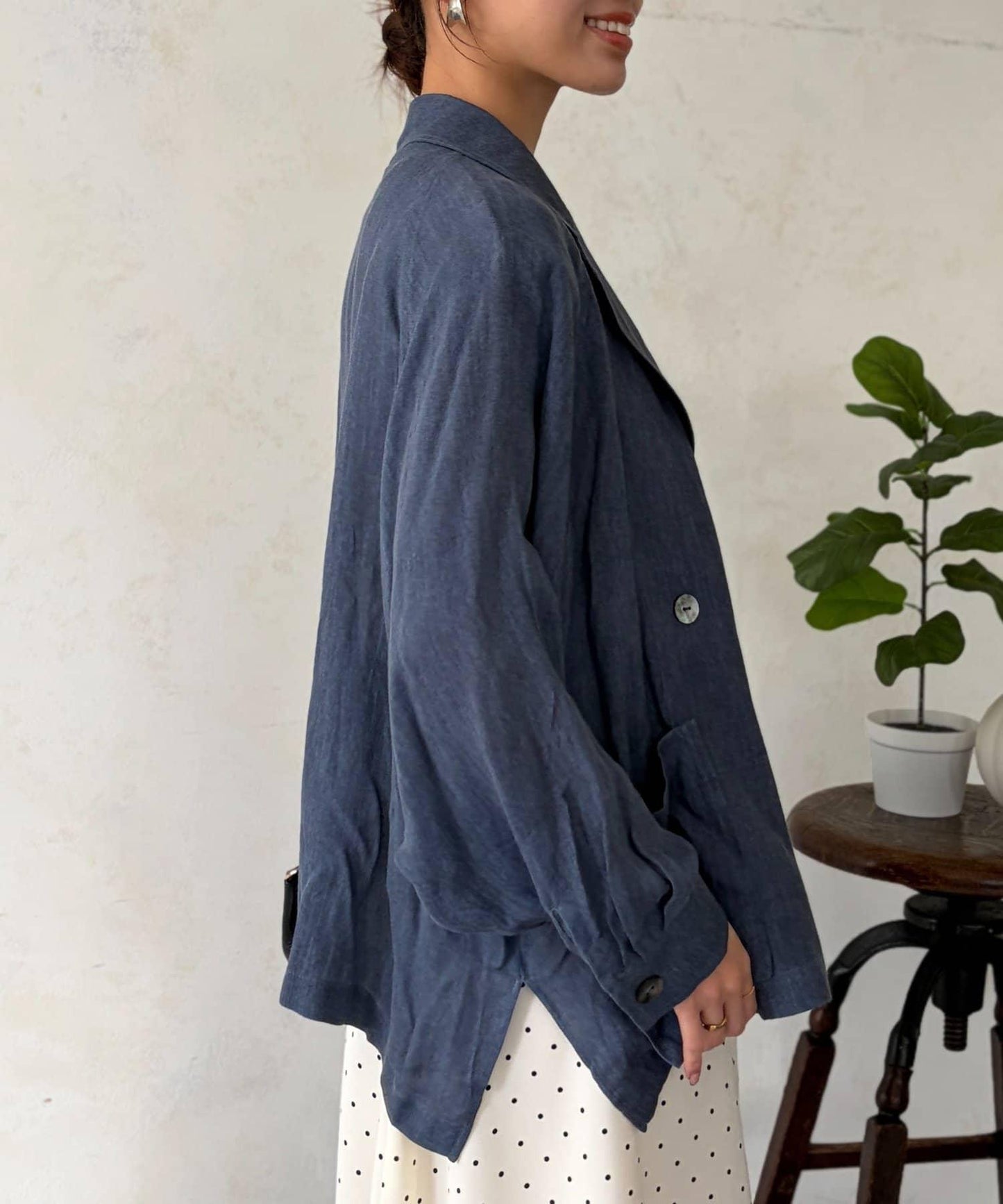 透視牛仔西裝外套