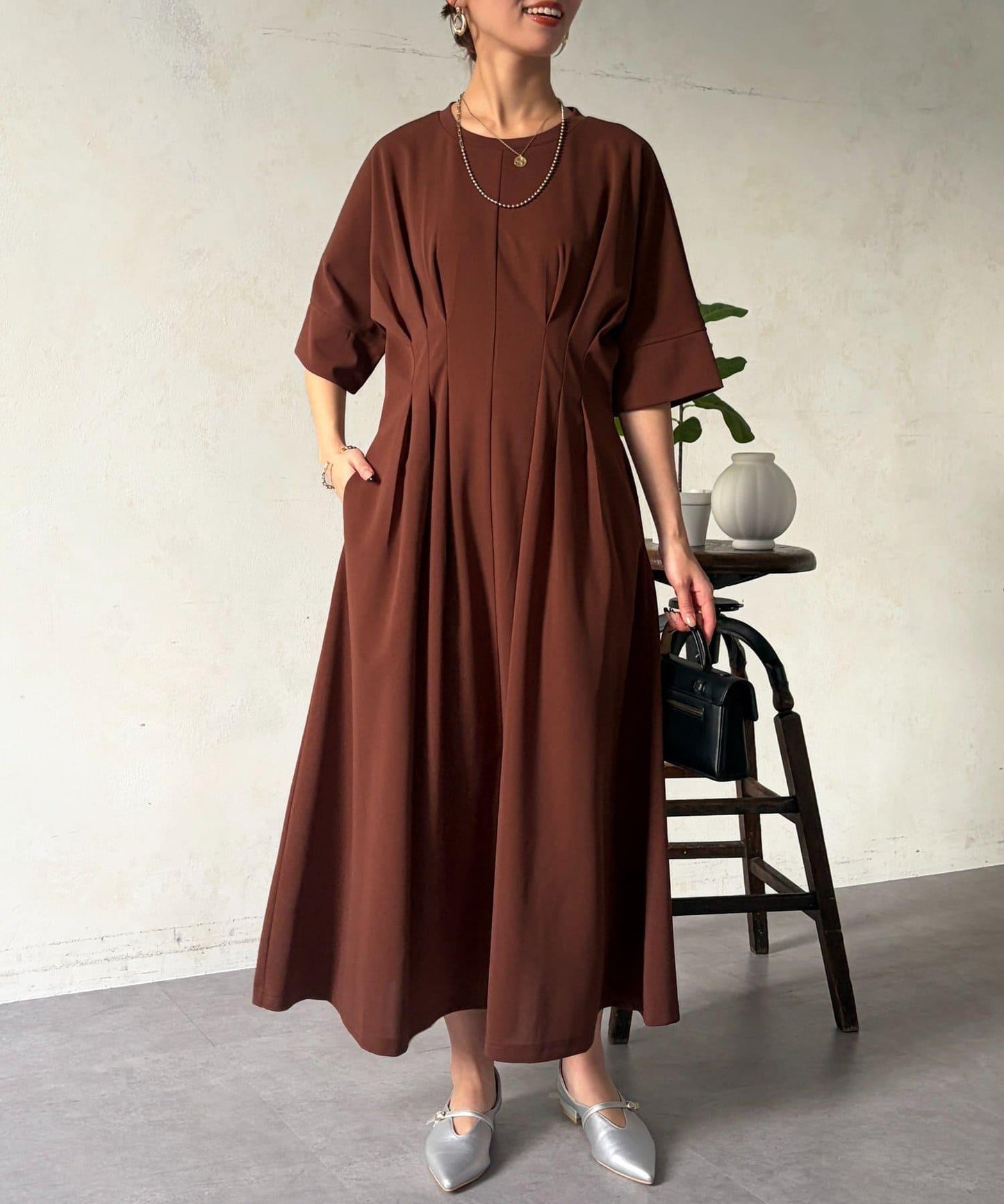 褶皺設計 連衣裙