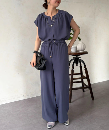 開領襯衫×休閒褲套裝