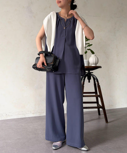 開領襯衫×休閒褲套裝