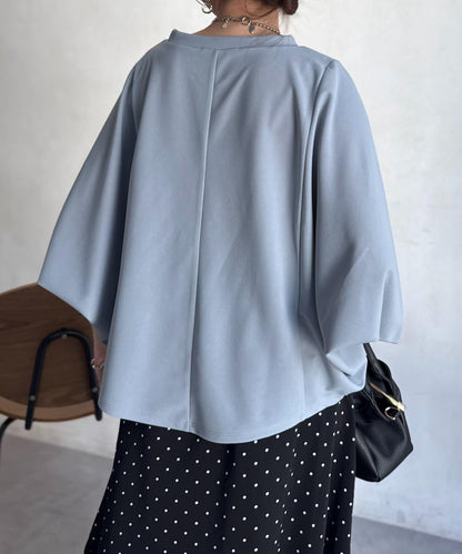 梨地面料闊袖套頭上衣