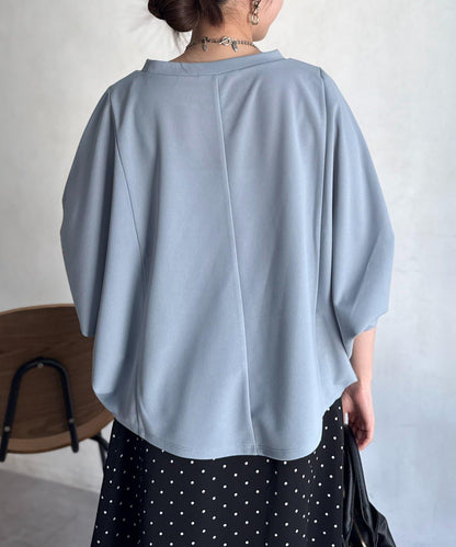 梨地面料闊袖套頭上衣