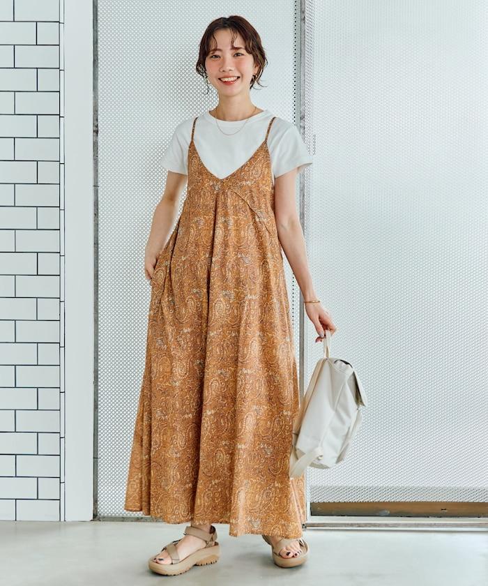 印度腰果花印花吊帶連衣裙