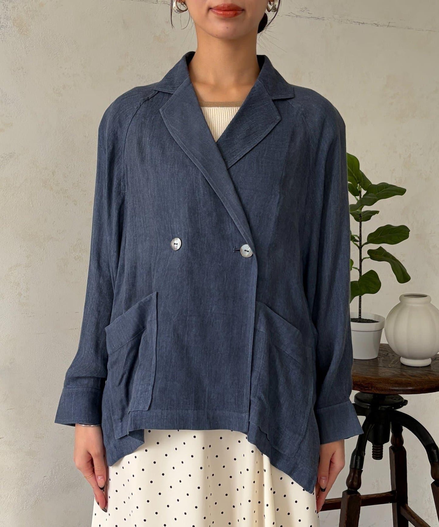 透視牛仔西裝外套