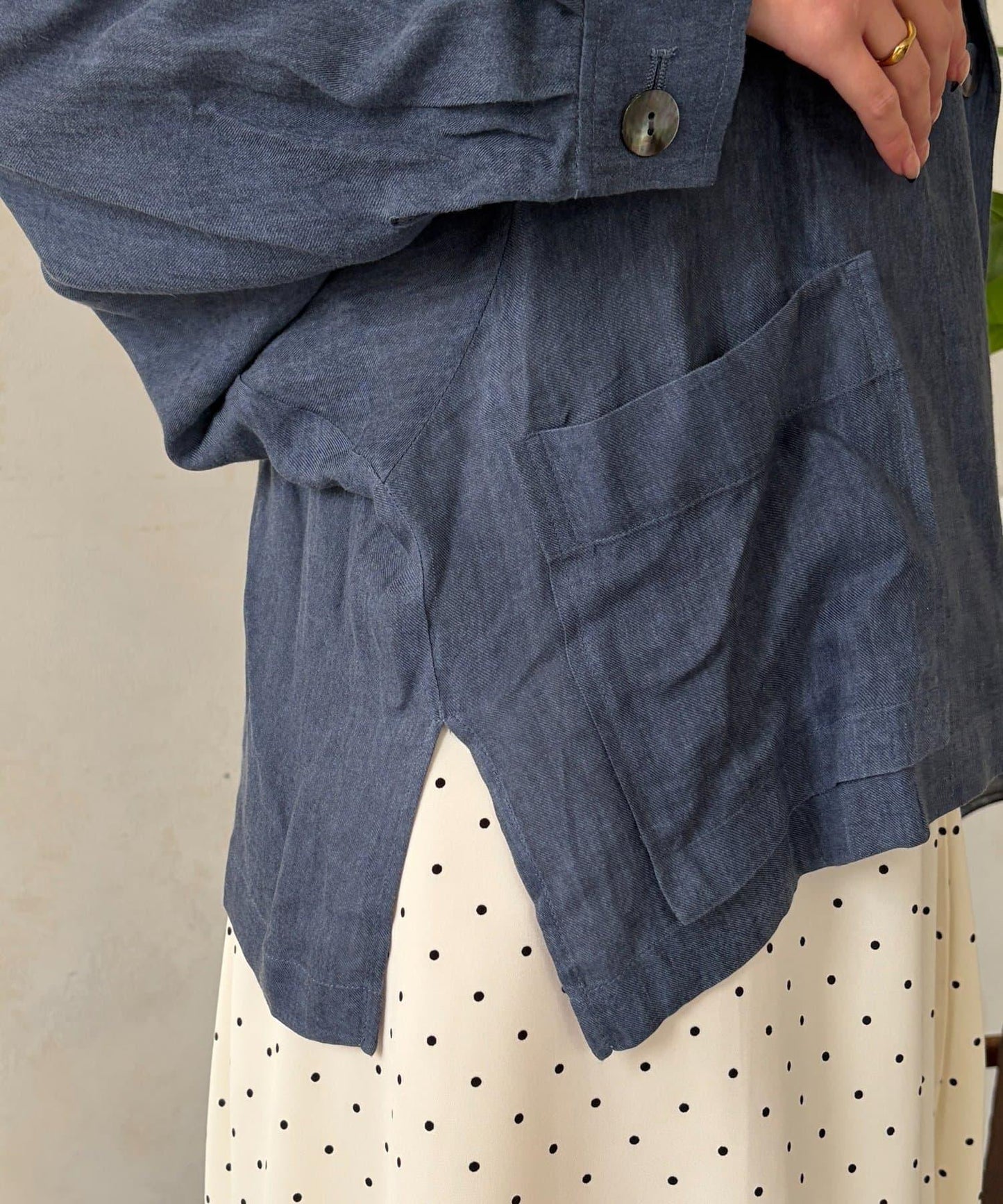 透視牛仔西裝外套