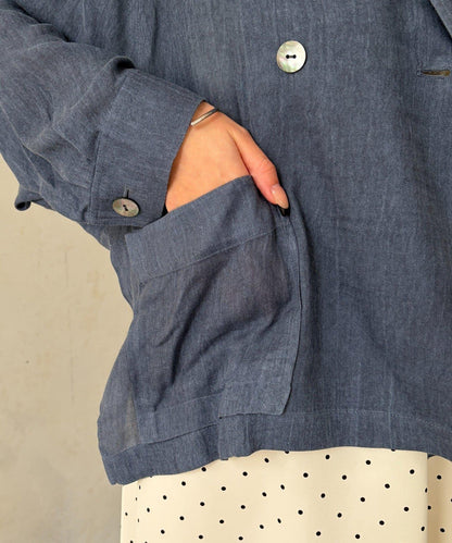 透視牛仔西裝外套