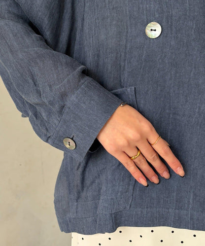 透視牛仔西裝外套