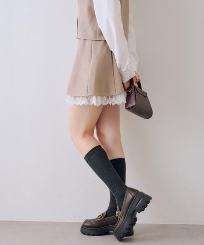 下襬蕾絲迷你半身裙