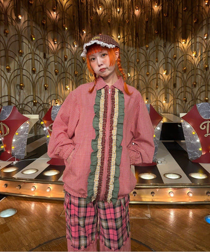 格紋荷葉邊設計短外套 Im×CIAO （說明：保留英文/羅馬字“Im×CIAO”，其餘日文描述轉為中文，不額外添加未出現的信息。）