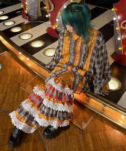 Im×CIAO 多層荷葉邊拼接褲