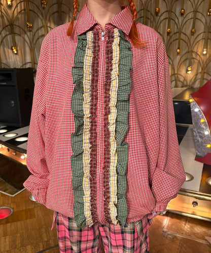 格紋荷葉邊設計短外套 Im×CIAO （說明：保留英文/羅馬字“Im×CIAO”，其餘日文描述轉為中文，不額外添加未出現的信息。）