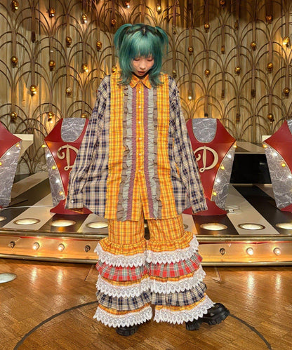 Im×CIAO 多層荷葉邊拼接褲