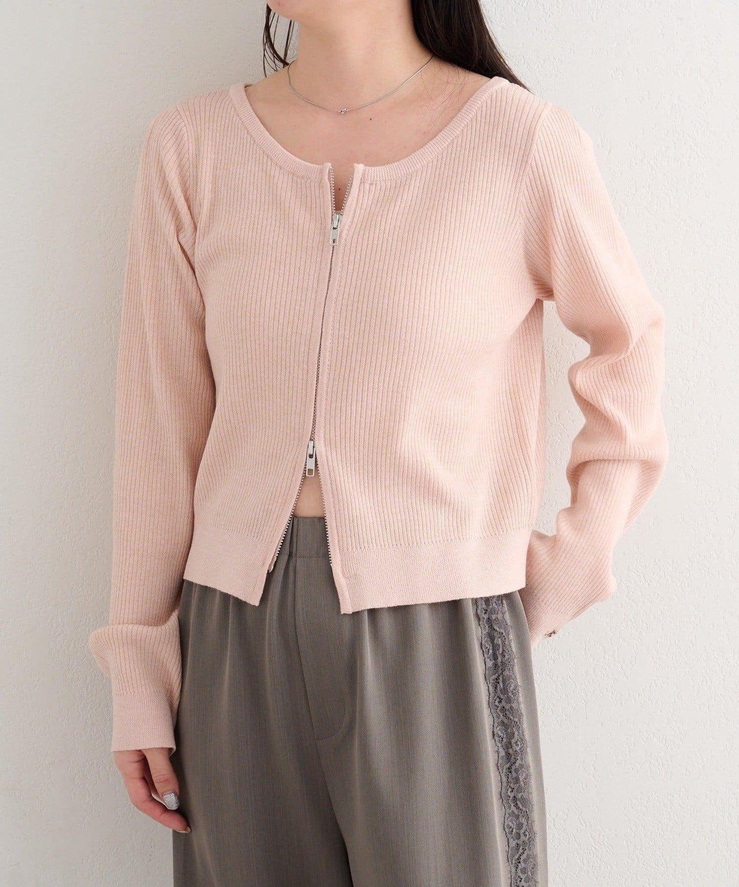 B 金銀絲針織 拉鍊 針織開衫