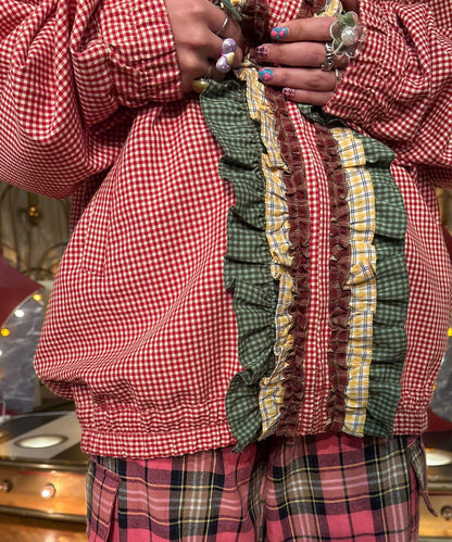 格紋荷葉邊設計短外套 Im×CIAO （說明：保留英文/羅馬字“Im×CIAO”，其餘日文描述轉為中文，不額外添加未出現的信息。）