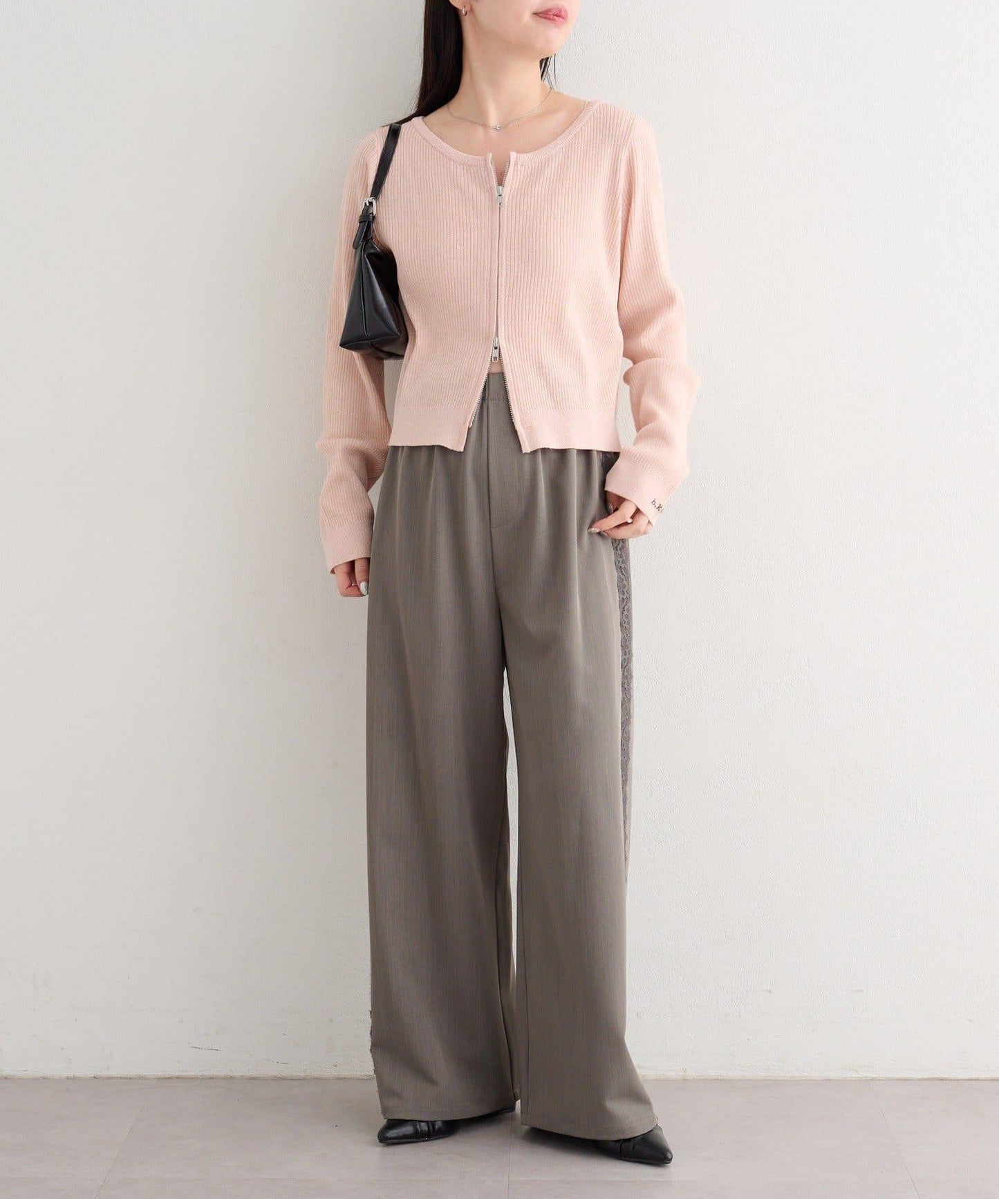 B 金銀絲針織 拉鍊 針織開衫