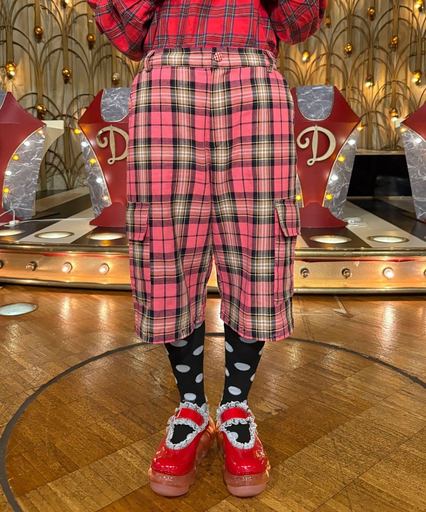 Im×CIAO 拼接格紋設計 工裝褲