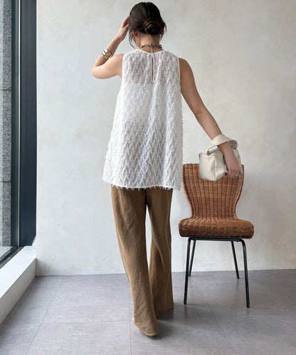 流蘇提花無袖上衣