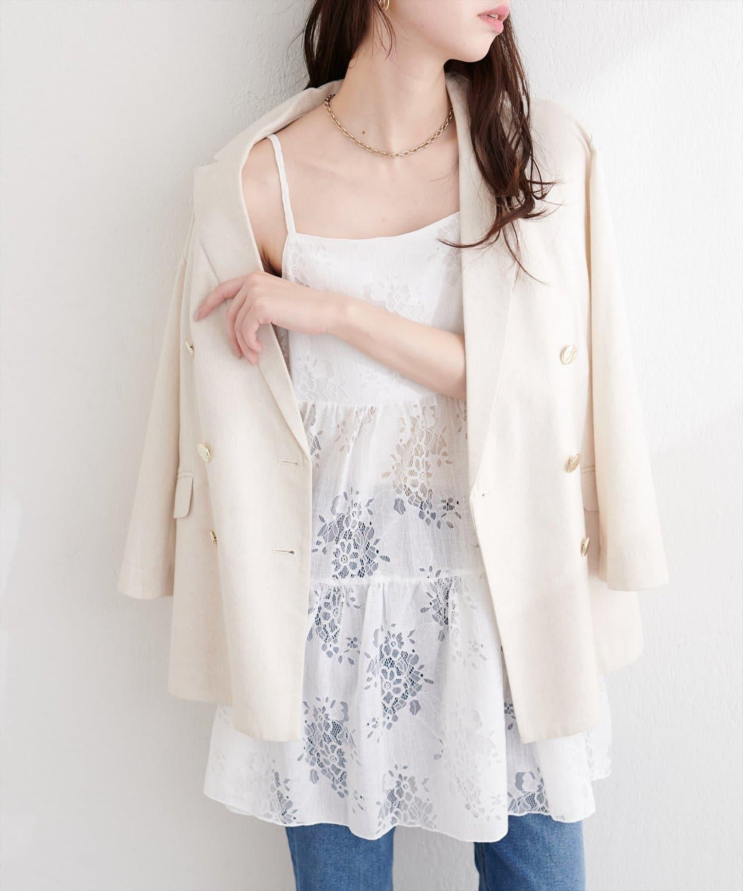 花朵蕾絲 吊帶 長款上衣