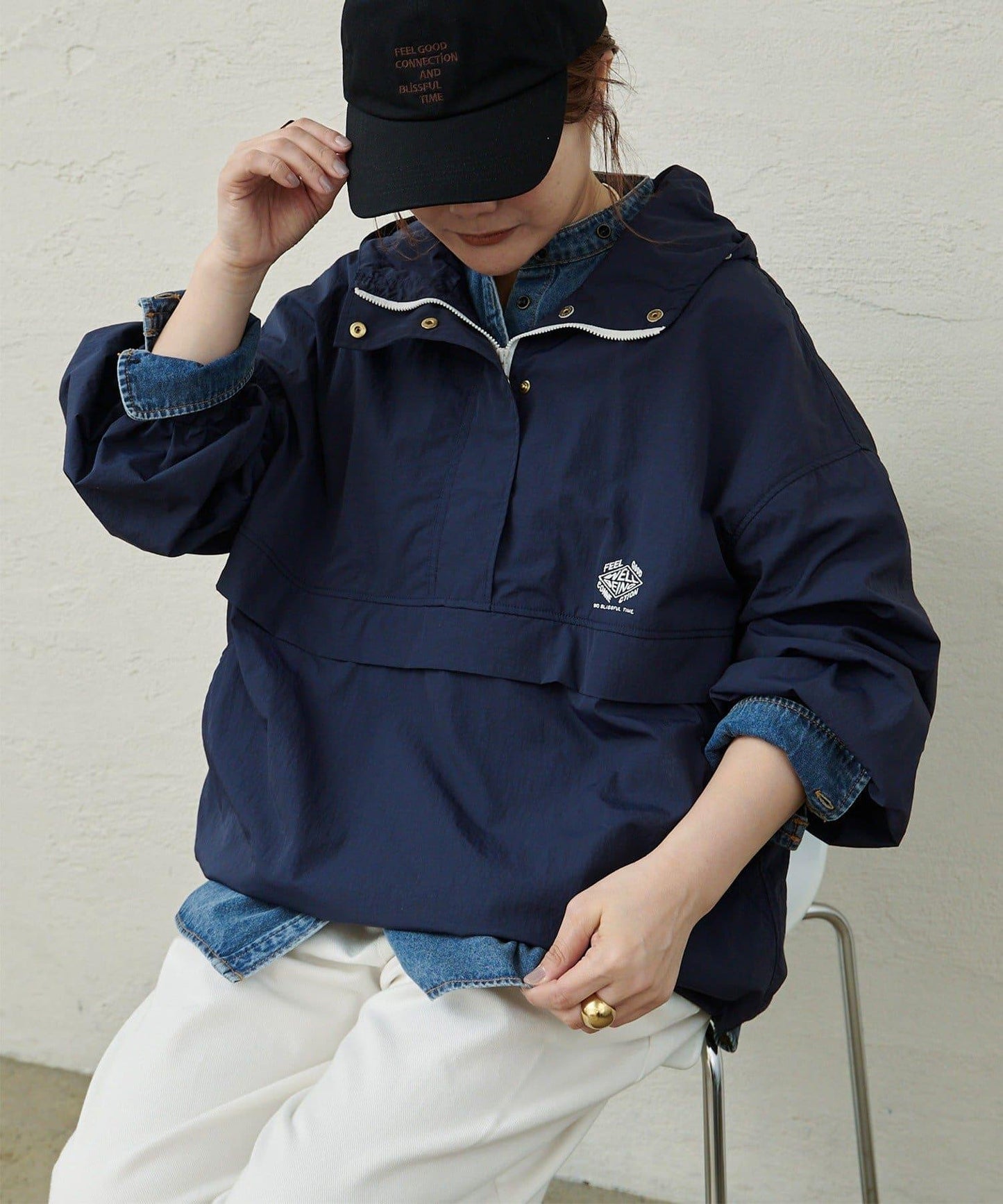 防潑水再生尼龍套頭風衣外套