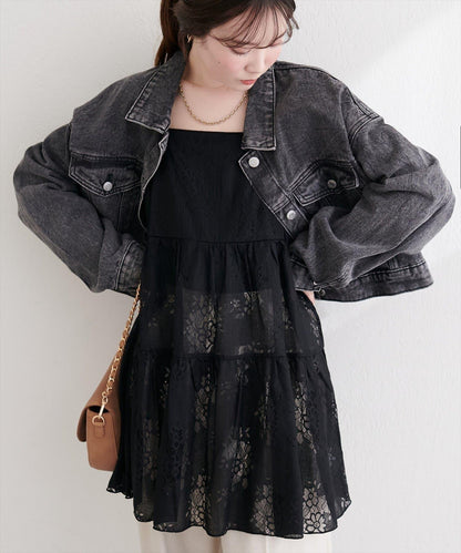 花朵蕾絲 吊帶 長款上衣