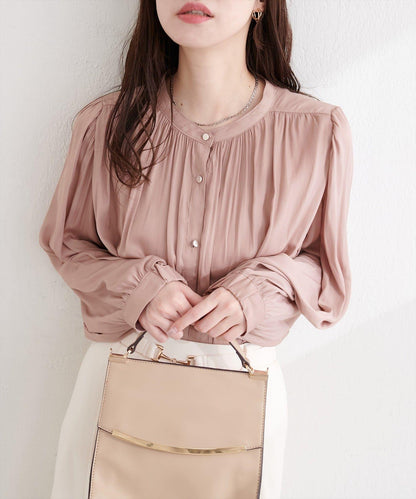 啞光扣垂墜緞面襯衫