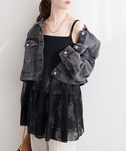 花朵蕾絲 吊帶 長款上衣