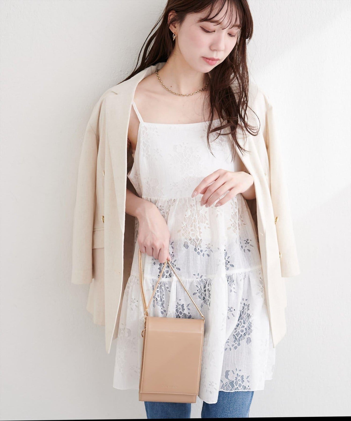 花朵蕾絲 吊帶 長款上衣