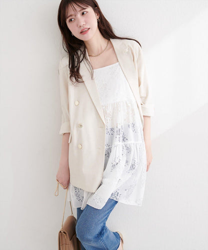 花朵蕾絲 吊帶 長款上衣