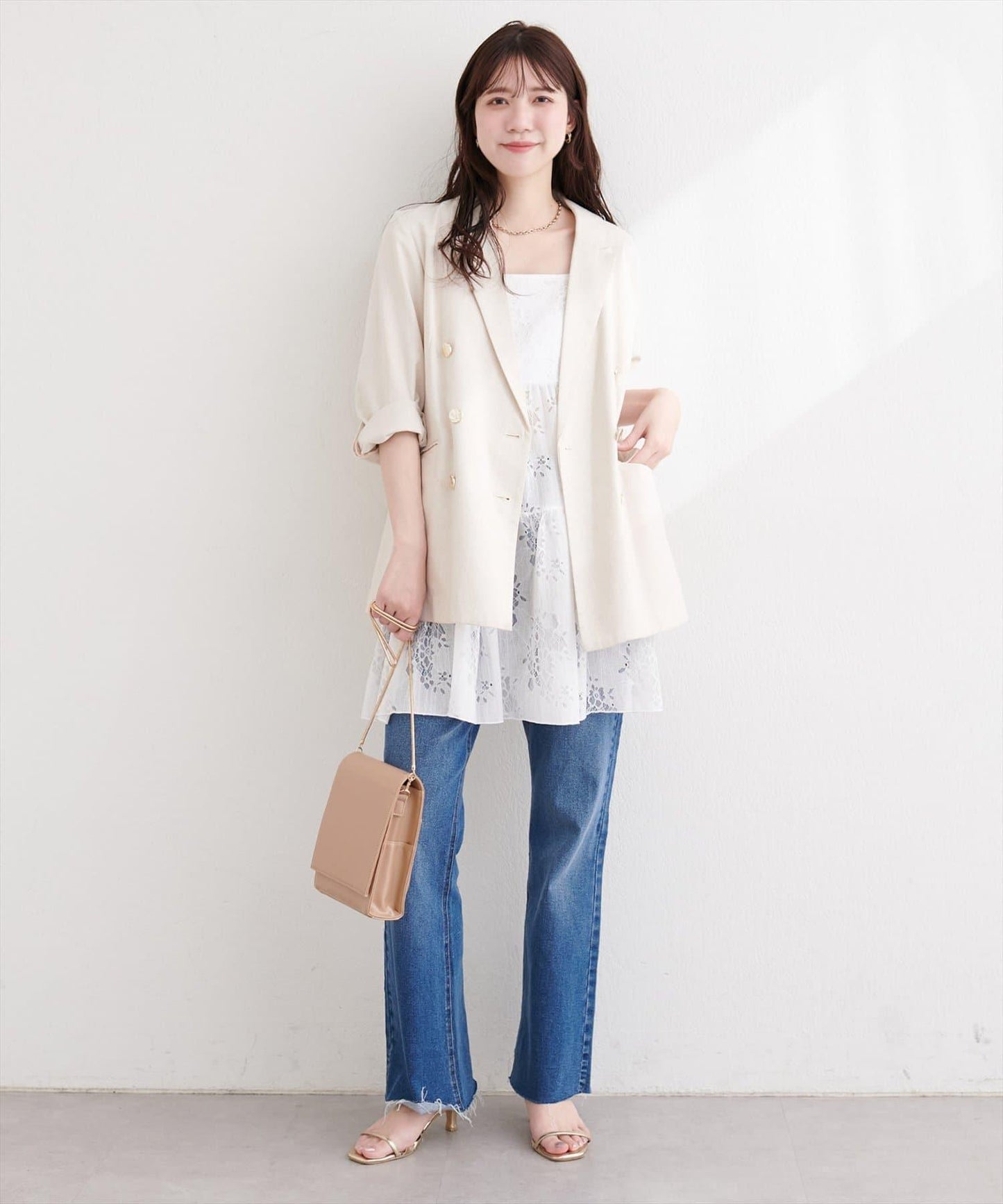 花朵蕾絲 吊帶 長款上衣