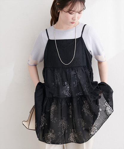 花朵蕾絲 吊帶 長款上衣