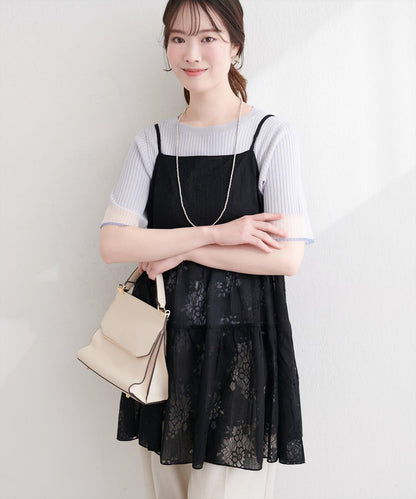 花朵蕾絲 吊帶 長款上衣