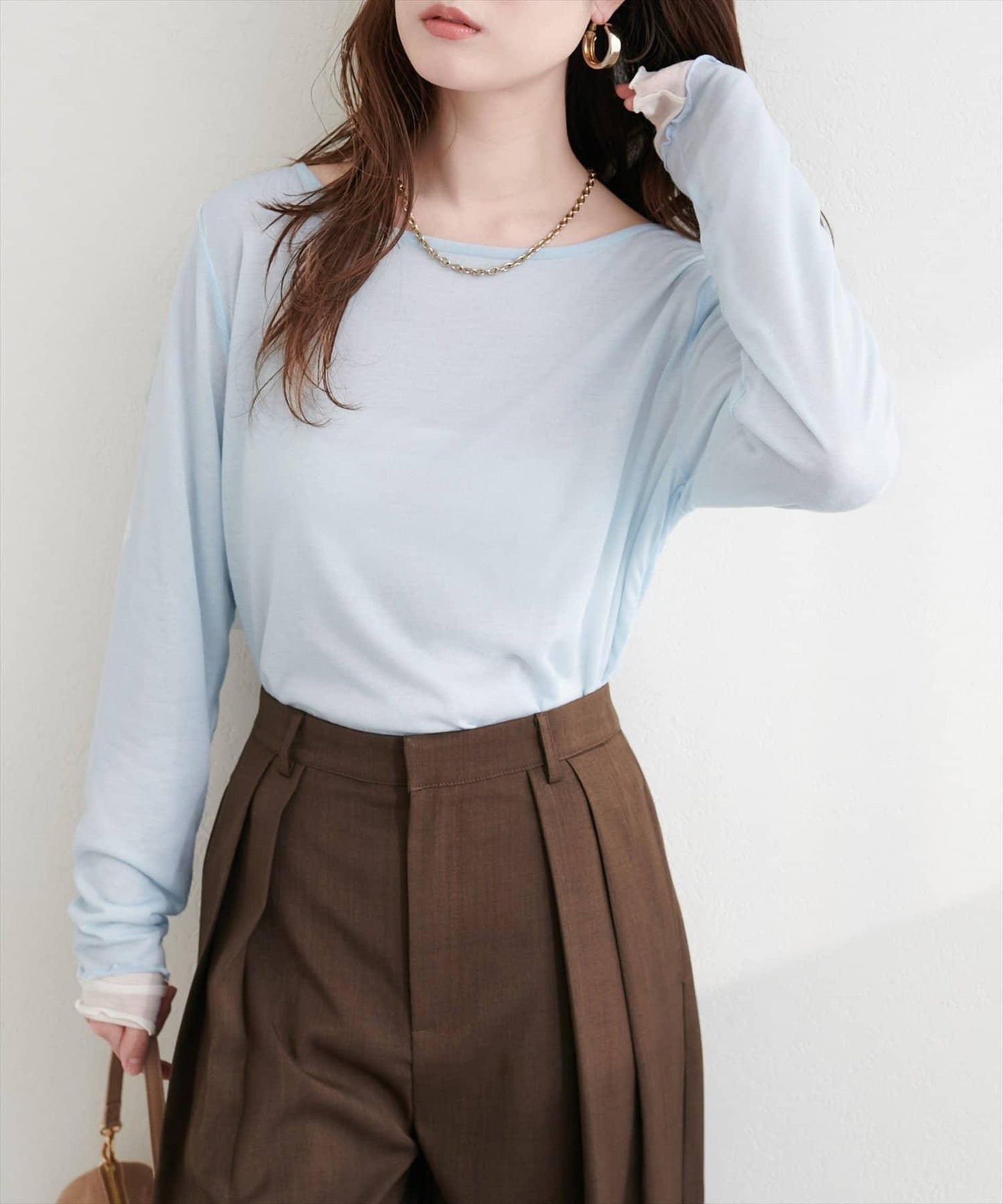 可雙面穿 透紗拼接 上衣