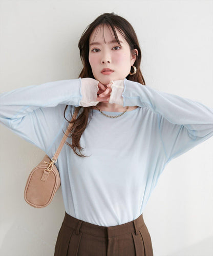 可雙面穿 透紗拼接 上衣