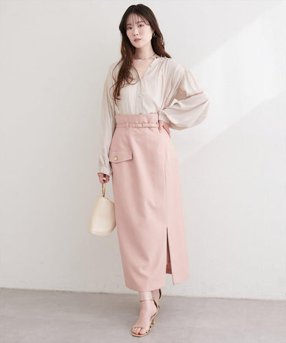 啞光扣垂墜緞面襯衫