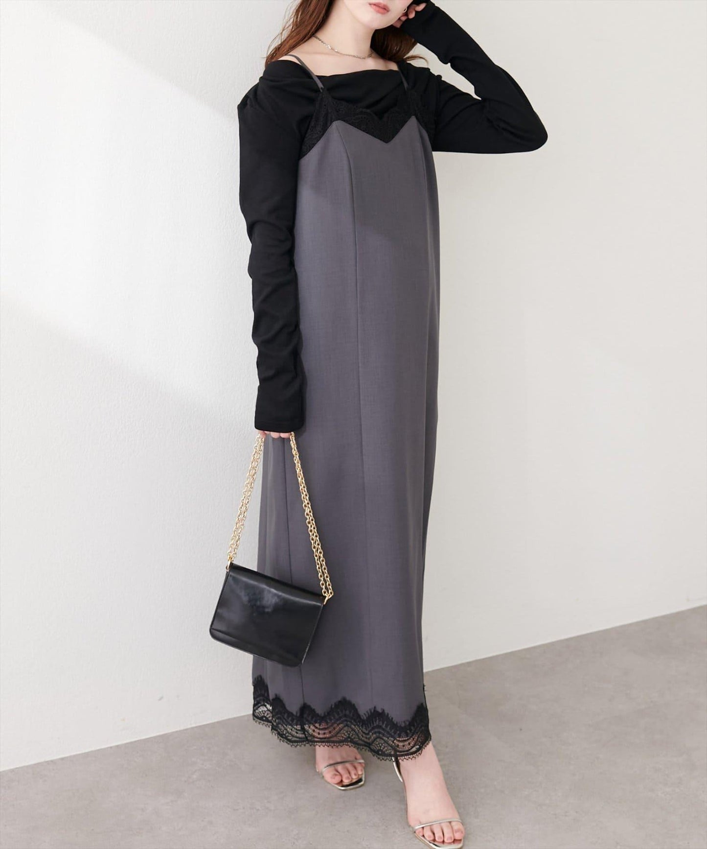 蕾絲拼接 吊帶連衣裙