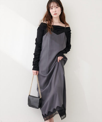 蕾絲拼接 吊帶連衣裙