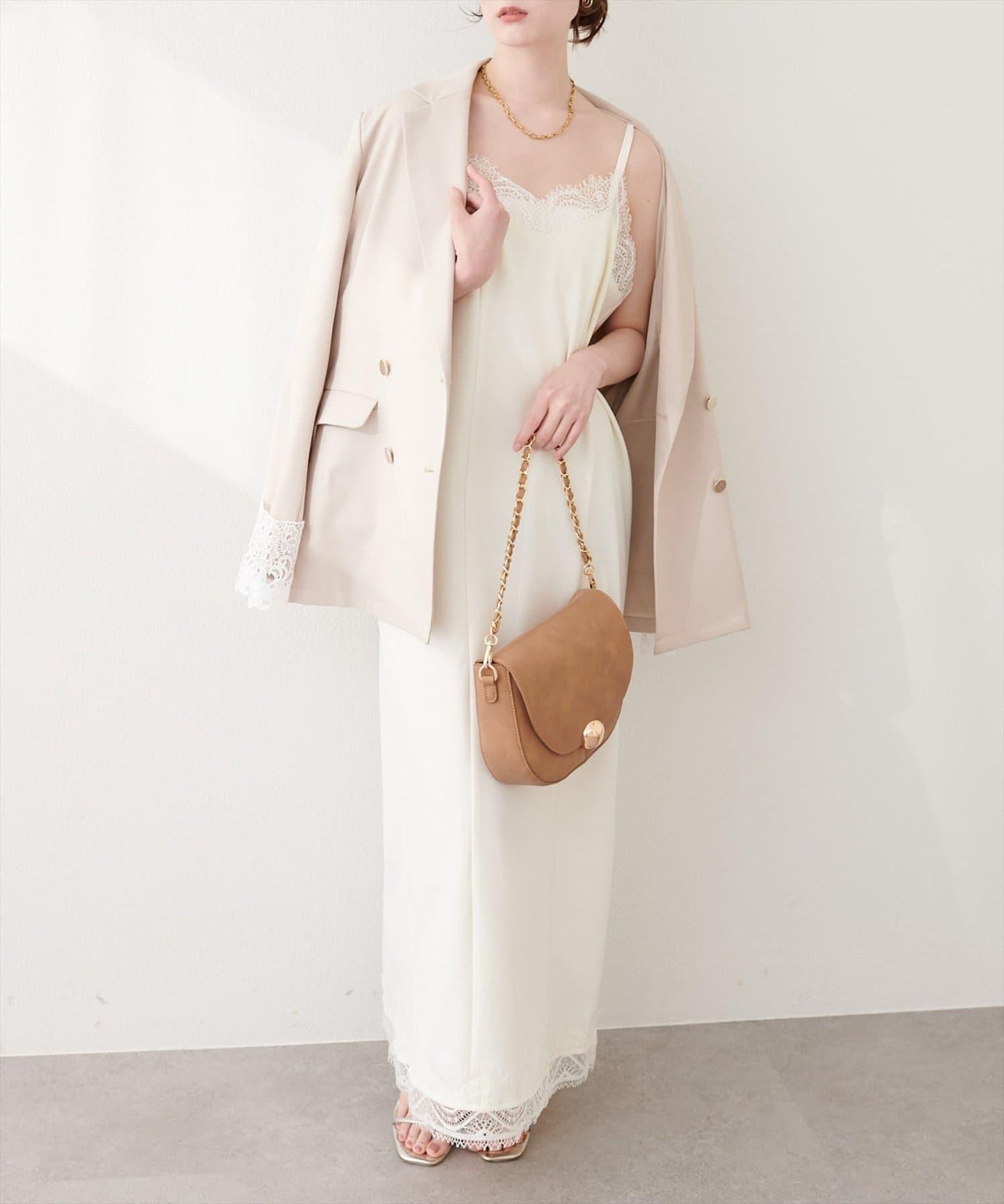 蕾絲拼接 吊帶連衣裙